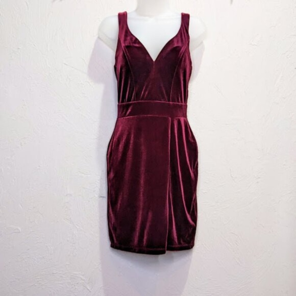 Midnight Doll Velvet Cocktail Dress Womens 5 Burgundy Dark Romantic Formal Mini